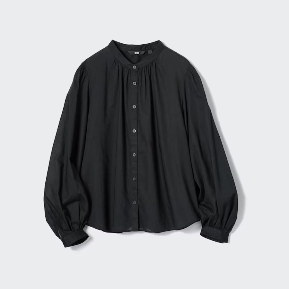 BNWT Cotton Volume Long-Sleeve Blouse Womens, size S black